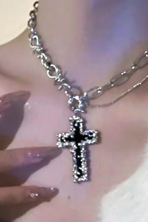 New Style Trends - Regal Pearl Cross Aesthetic Choker - Outfit Ideas