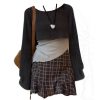 New Style Trends - Retro Asymmetrical Layered Knit Outfit Set - Outfit Ideas