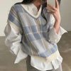 New Style Trends - Retro Soft Pastel Plaid Sweater Vest - Outfit Ideas