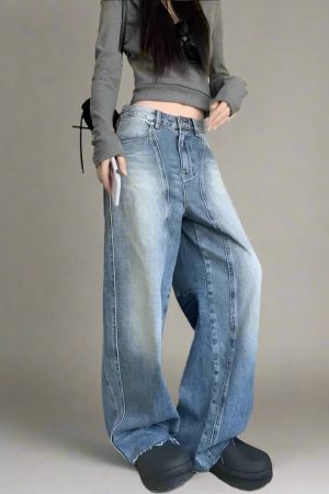 New Style Trends - Retro Y2k Washed Wide-Leg Jeans - Outfit Ideas