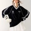 New Style Trends - Ribbon Play Aesthetic Oversized Jersey Top - Outfit Ideas