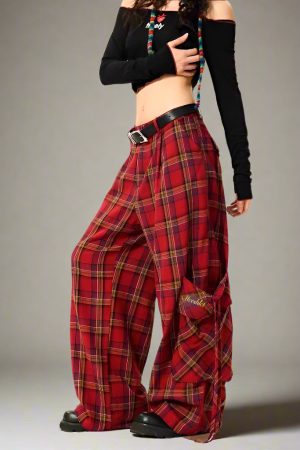 New Style Trends - Riot Tartan Wide-Leg Alt Pants - Outfit Ideas