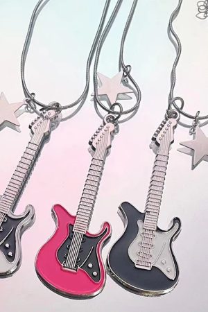 New Style Trends - Rockstar Dream Guitar Y2k Necklace - Outfit Ideas