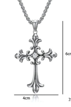 New Style Trends - Silver Baroque Alt Goth Cross Necklace - Outfit Ideas