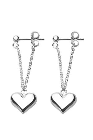 New Style Trends - Silver Heart Edgy Chain Earrings - Outfit Ideas