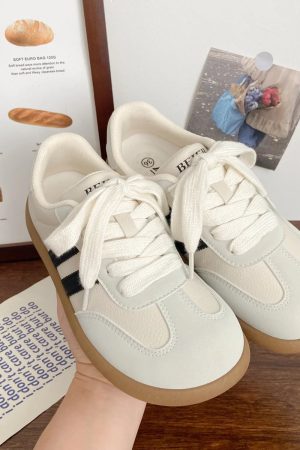 New Style Trends - Soft Brew Stripe Aesthetic Sneakers - Outfit Ideas