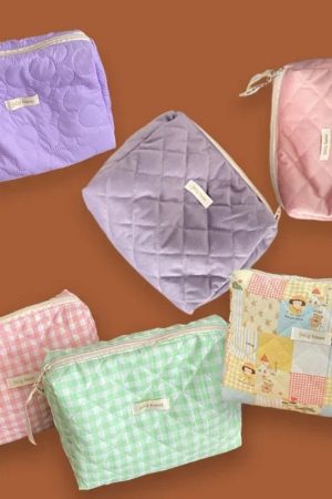 New Style Trends - Soft Checkered Coquette Makeup Bag - Outfit Ideas