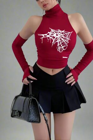 New Style Trends - Spidercore Sleeveless Web Alt Crop Top - Outfit Ideas