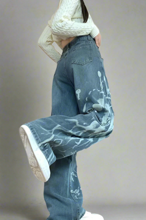 New Style Trends - Splatter Print Edgy Wide-Leg Jeans - Outfit Ideas