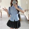 New Style Trends - Summer Cropped Turndown Collar Blouse - Outfit Ideas