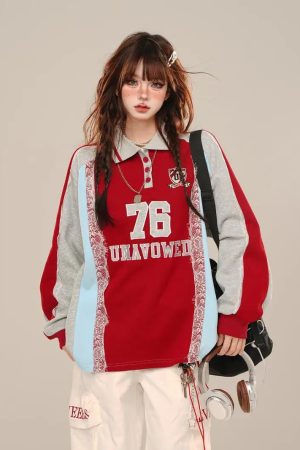 New Style Trends - Varsity Lace Retro Sweatshirt - Outfit Ideas