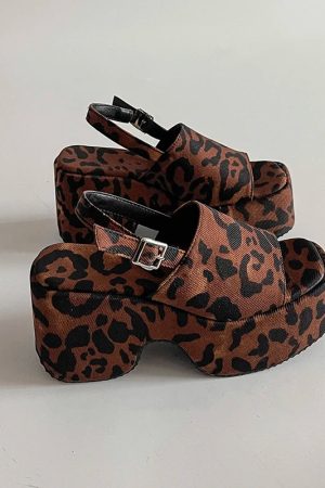 New Style Trends - Wild Prowl Leopard Chunky Aesthetic Sandals - Outfit Ideas