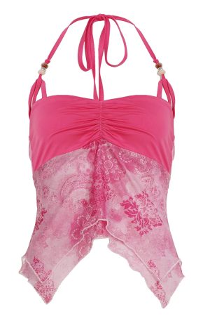 New Style Trends - Y2K Bandana Lace-Up Top - Outfit Ideas