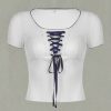 New Style Trends - Y2K Contrast Bandage Crop Top - Outfit Ideas