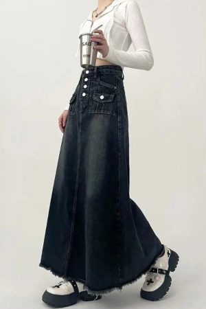 New Style Trends - Y2k High-Waisted Cargo Denim Midi Skirt - Outfit Ideas