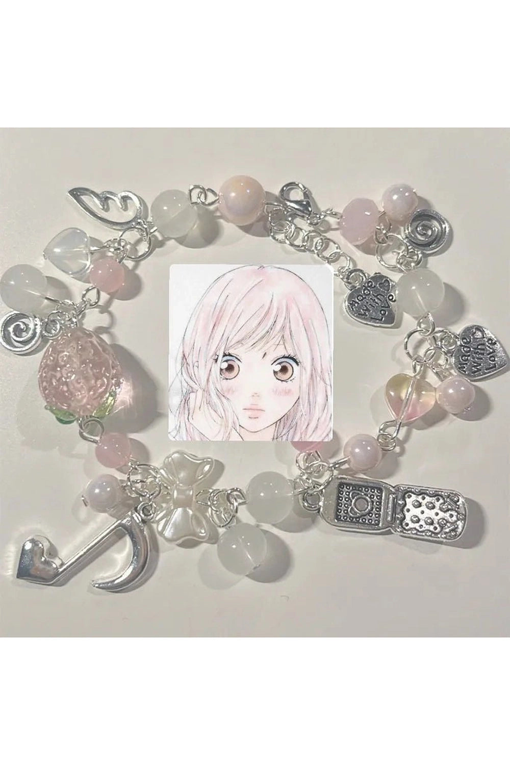 New Style Trends - Y2k Pink Strawberry Note Charm Bracelet - Outfit Ideas