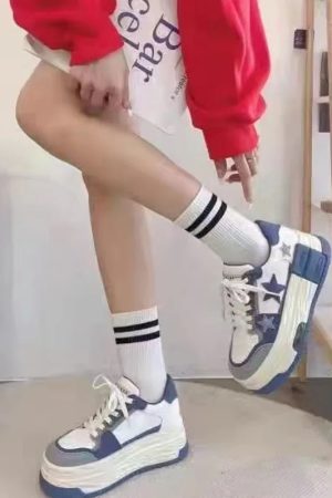 New Style Trends - Y2k Starry Sky Denim Platform Sneakers - Outfit Ideas