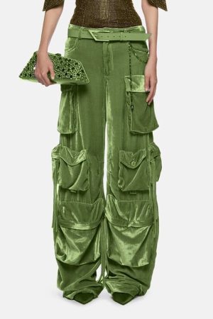New Style Trends - Y2k Velvet Vibe Utility Cargo Pants - Outfit Ideas
