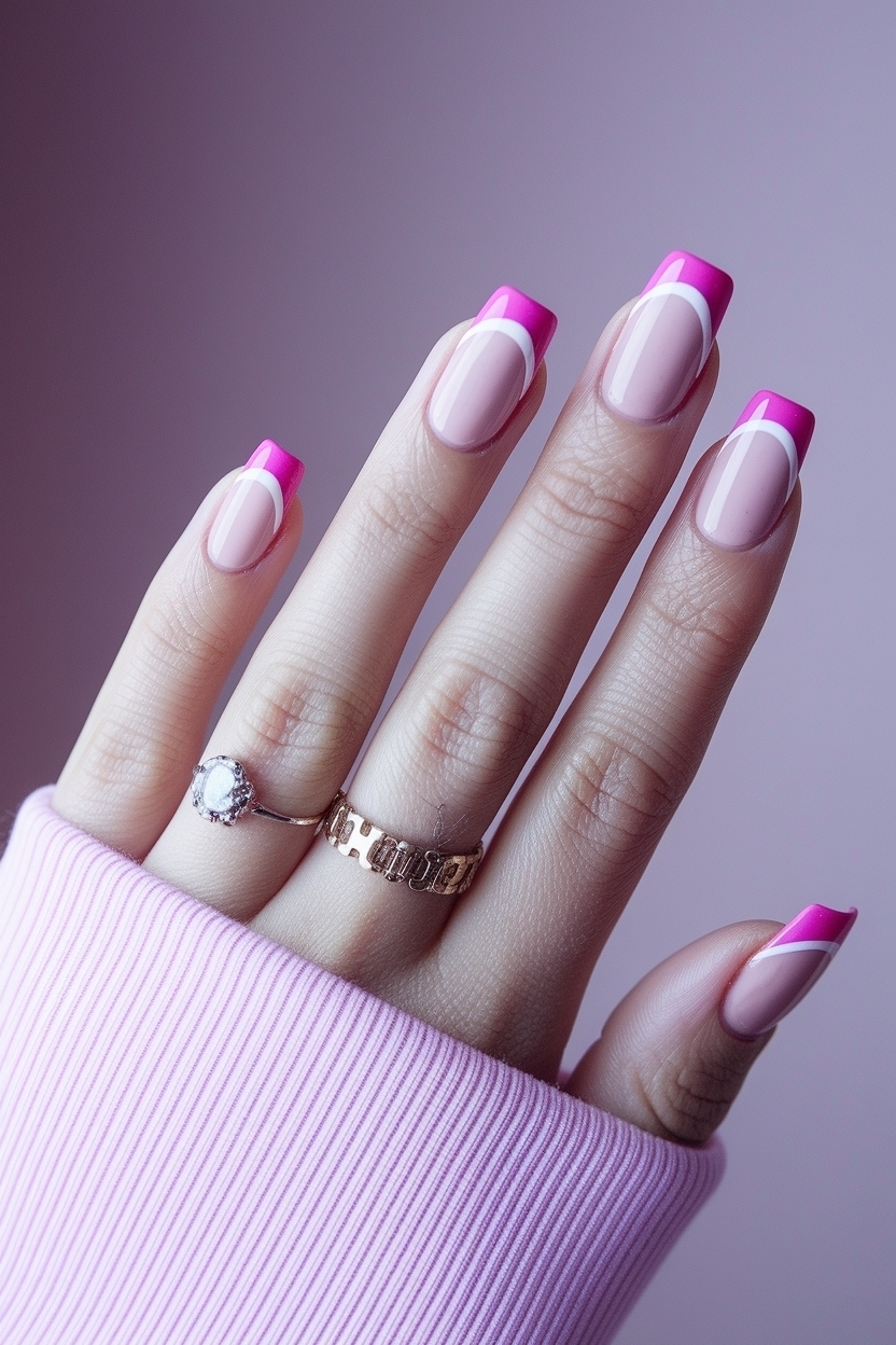 Pink French Tip Nails with Design: Feminine and Fun Styles outfit idea