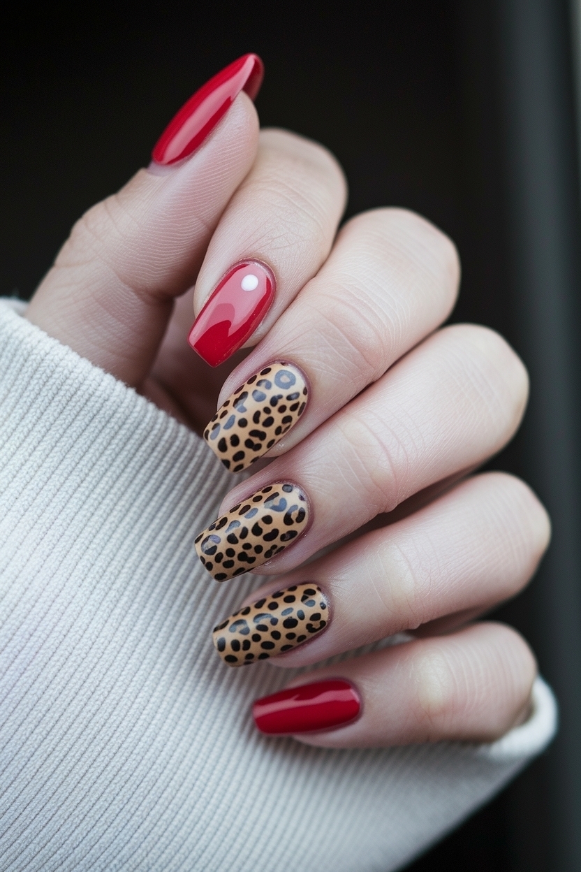 Red and Leopard Print Nails: Perfect for Any Occasion outfit idea