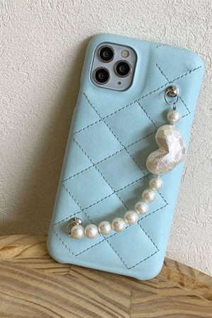Style Core Aesthetics, New Style Trends - Baby Blue Pearl Chain iPhone Case