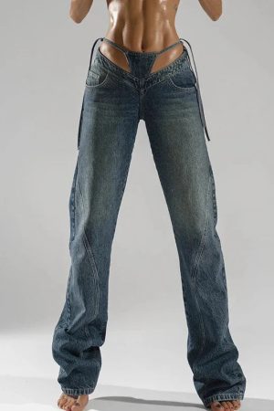 Style Core Aesthetics, New Style Trends - Baddie Cut Out Low Rise Denim Jeans