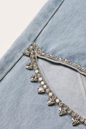Style Core Aesthetics, New Style Trends - Baddie Embellished Cut-Out Jeans