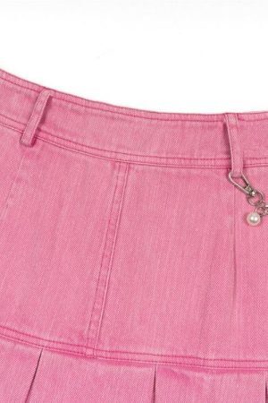Style Core Aesthetics, New Style Trends - Barbie Pleated Denim Mini Skirt