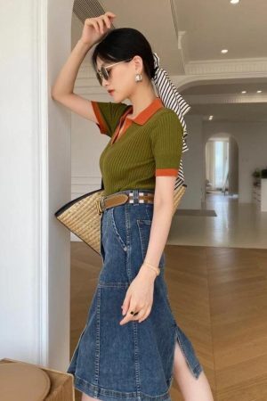Style Core Aesthetics, New Style Trends - Basic Corduroy Polo Top