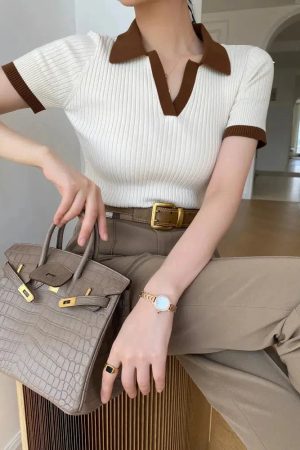 Style Core Aesthetics, New Style Trends - Basic Corduroy Polo Top