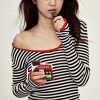 Style Core Aesthetics, New Style Trends - Basic Striped Scoop Neckline Top