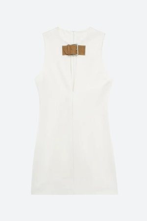 Style Core Aesthetics, New Style Trends - Belted Plunge Neck Mini Dress