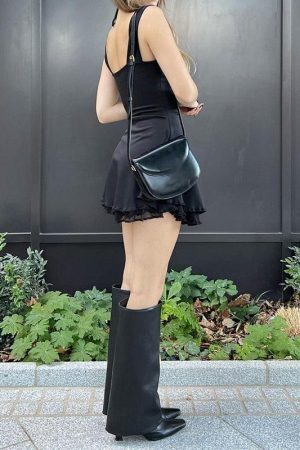 Style Core Aesthetics, New Style Trends - Black Tie Fastening Mini Dress