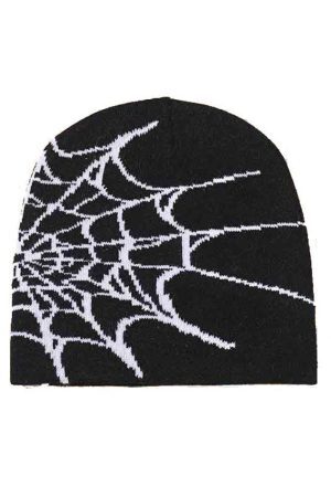 Style Core Aesthetics, New Style Trends - Bonnet à imprimé toile d'araignée