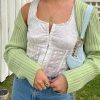 Style Core Aesthetics, New Style Trends - Broderie Lace Trim Crop Tank Top