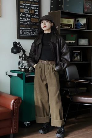 Style Core Aesthetics, New Style Trends - Brown Faux Leather Jacket
