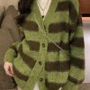 Style Core Aesthetics, New Style Trends - Cardigan en tricot rayé boutonné sur le devant