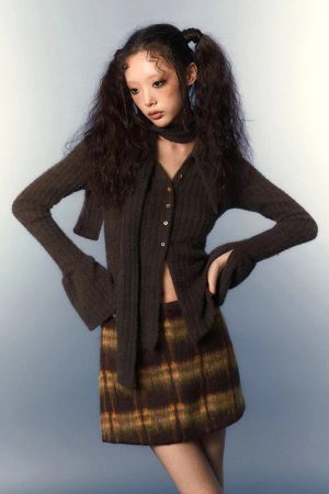 Style Core Aesthetics, New Style Trends - Chelsea Collar Scarf Tie Knitted Cardigan