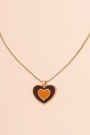 Style Core Aesthetics, New Style Trends - Collier pendentif en forme de cœur dégradé