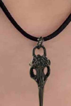 Style Core Aesthetics, New Style Trends - Collier ras du cou à pendentif tête de mort à lacets en velours