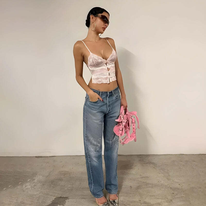 Style Core Aesthetics, New Style Trends - Coquette Bow Backless Lace Top