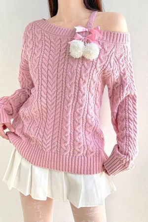 Style Core Aesthetics, New Style Trends - Coquette Cut-Out Knit Sweater