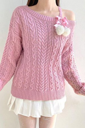 Style Core Aesthetics, New Style Trends - Coquette Cut-Out Knit Sweater