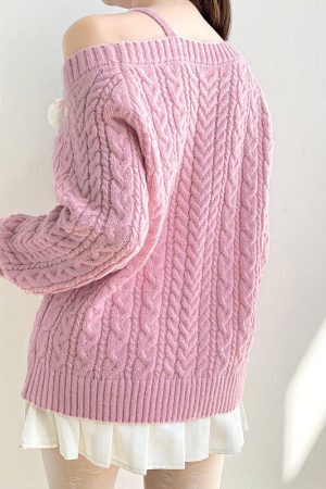 Style Core Aesthetics, New Style Trends - Coquette Cut-Out Knit Sweater