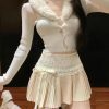 Style Core Aesthetics, New Style Trends - Coquette Lace Pleated Mini Skirt