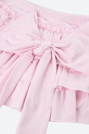 Style Core Aesthetics, New Style Trends - Coquette Layered Bow Mini Skort
