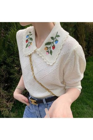 Style Core Aesthetics, New Style Trends - Cottagecore Collar Top