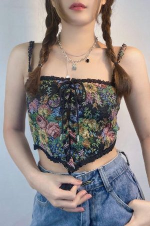 Style Core Aesthetics, New Style Trends - Cottagecore Lace Detailed Corset Top