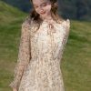 Style Core Aesthetics, New Style Trends - Cottagecore Lace Detailed Floral Midi Dress