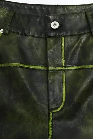 Style Core Aesthetics, New Style Trends - Cyberpunk Forest Faux Leather Pants